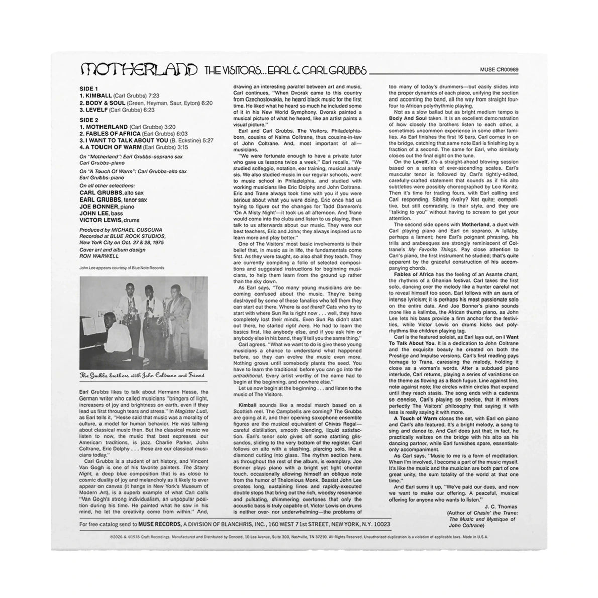 The Visitors - MOTHERLAND (Jazz Dispensary Top Shelf Series Remaster) LP